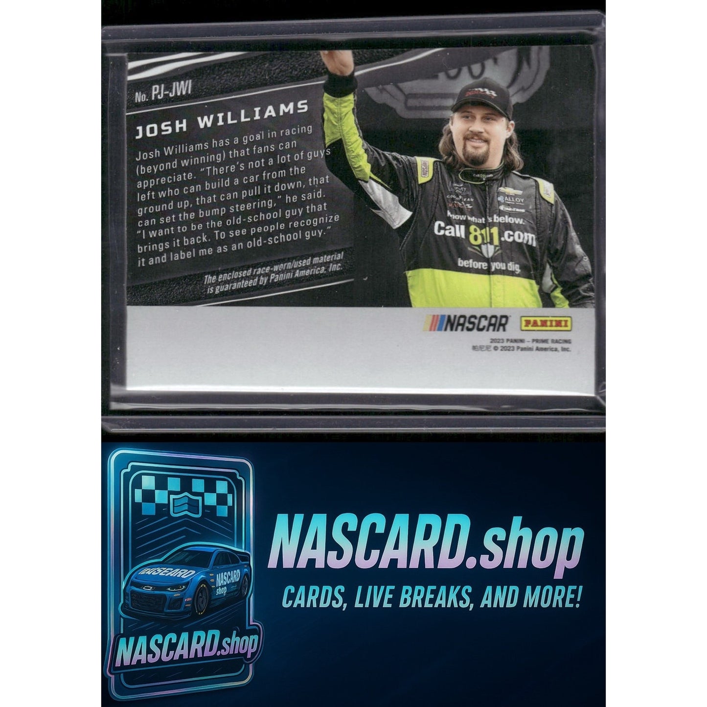 2023 Panini Prime #PJ-JWI Josh Williams Prime Jumbo Prime Colors #/24 - NASCARD.shop