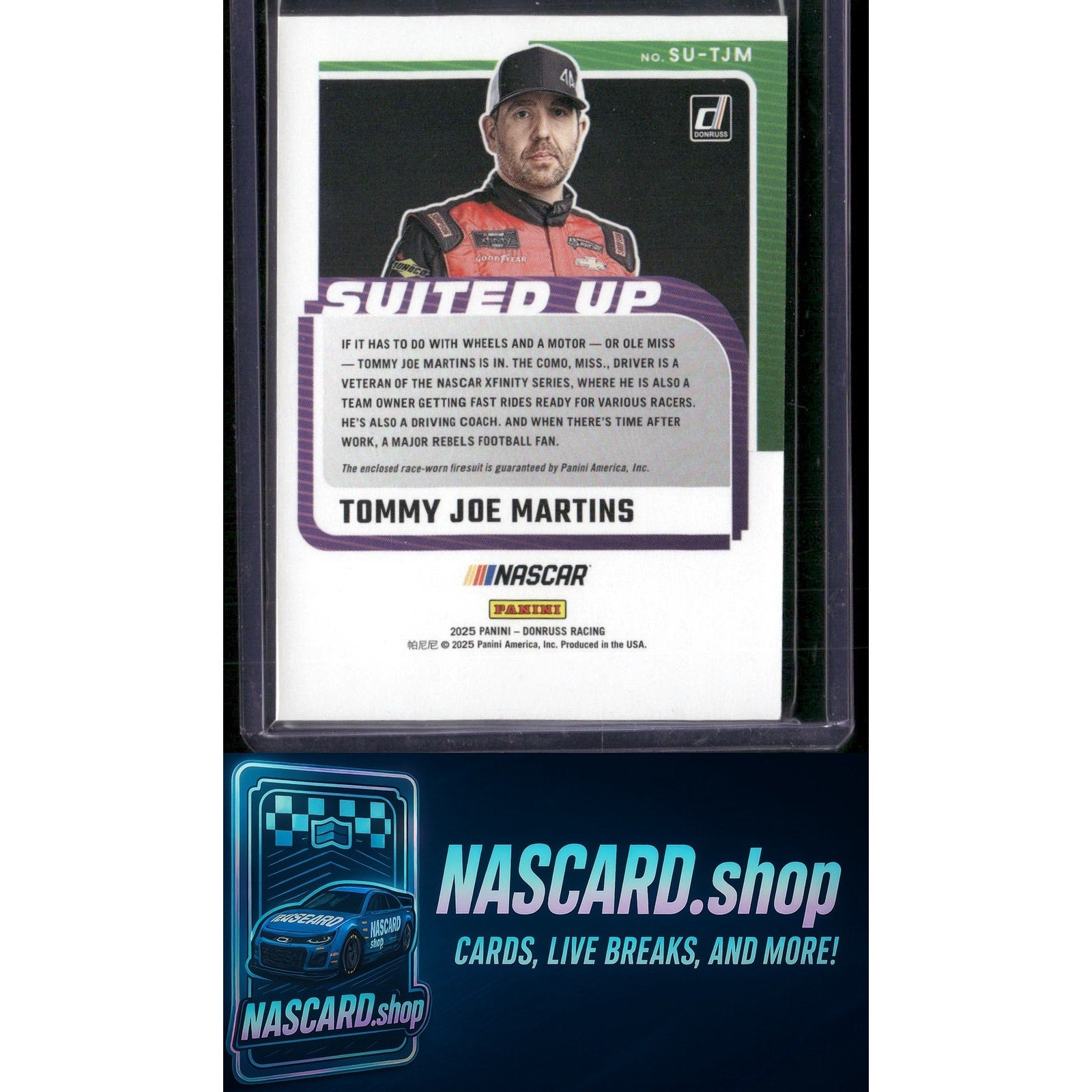 2025 Donruss #SU-TJM Tommy Joe Martins Suited Up Swatches - NASCARD.shop