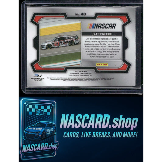 2024 Panini Prizm #40 Ryan Preece White Sparkle - NASCARD.shop