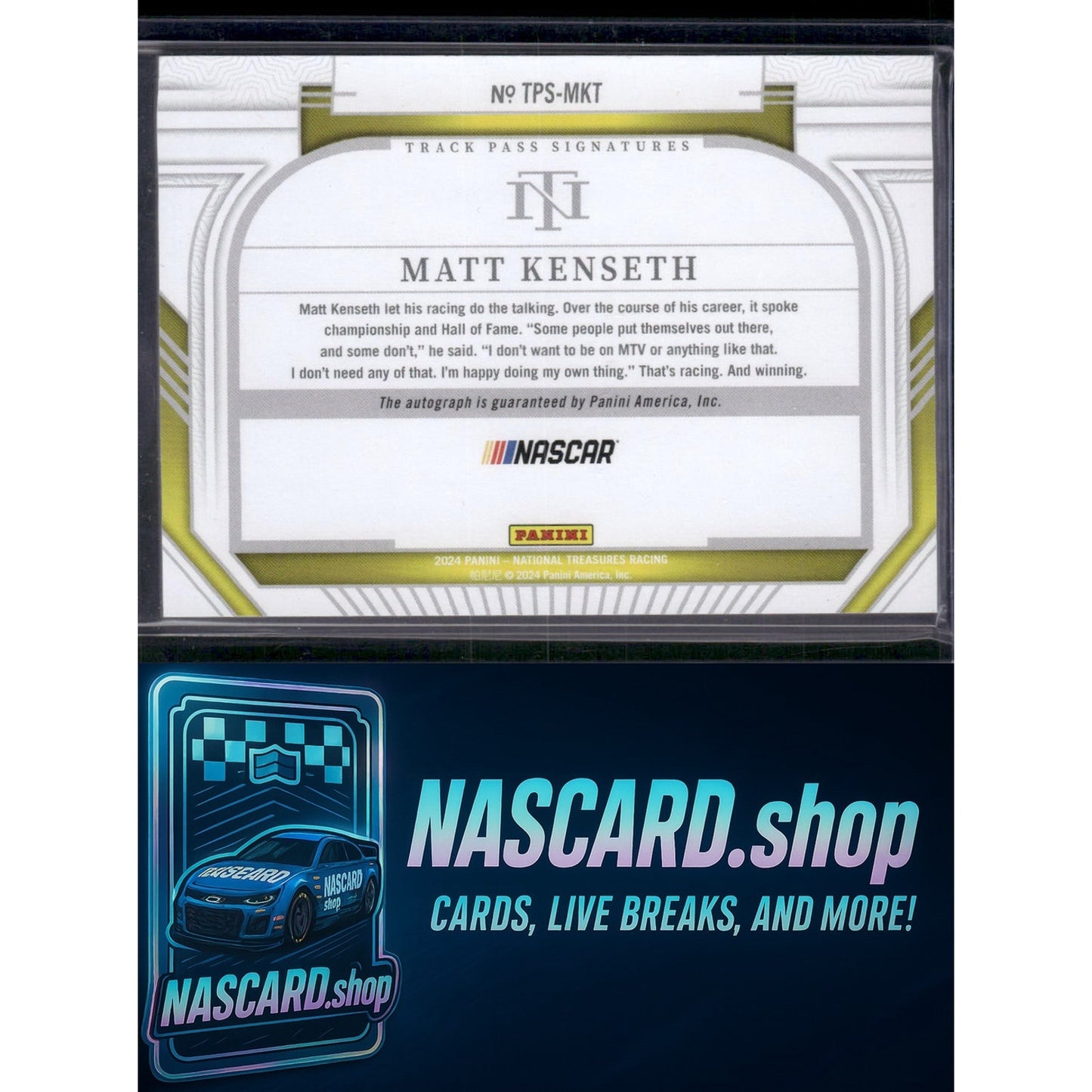 2024 National Treasures Matt Kenseth Track Pass Signatures Holo Silver #/17