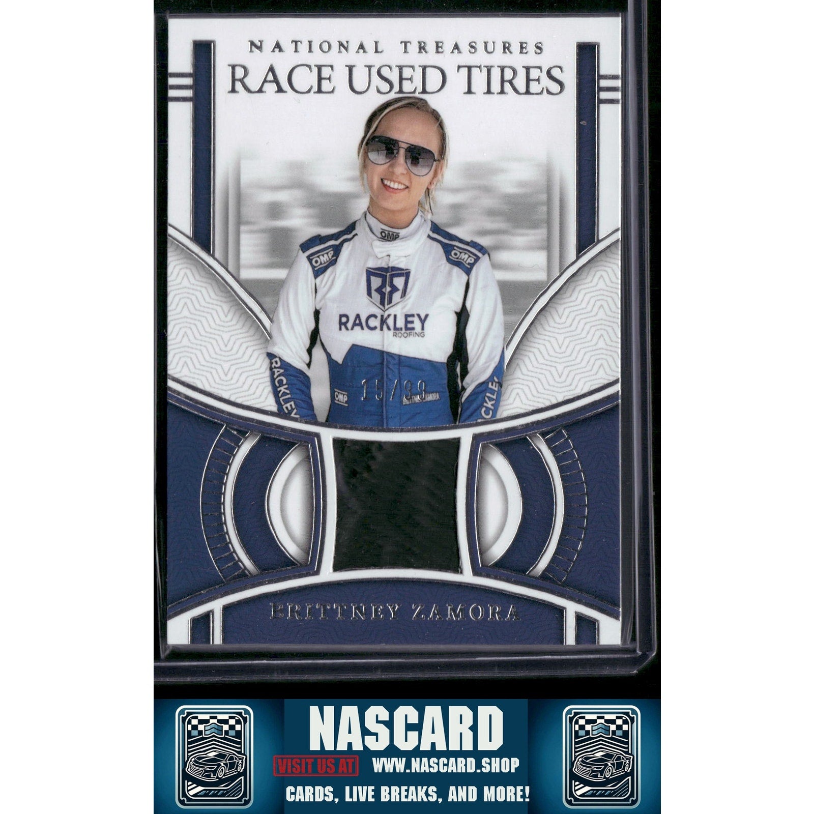 2024 Panini National Treasures #RUT-BZA Brittney Zamora Race Used Tires #/99 - NASCARD.shop