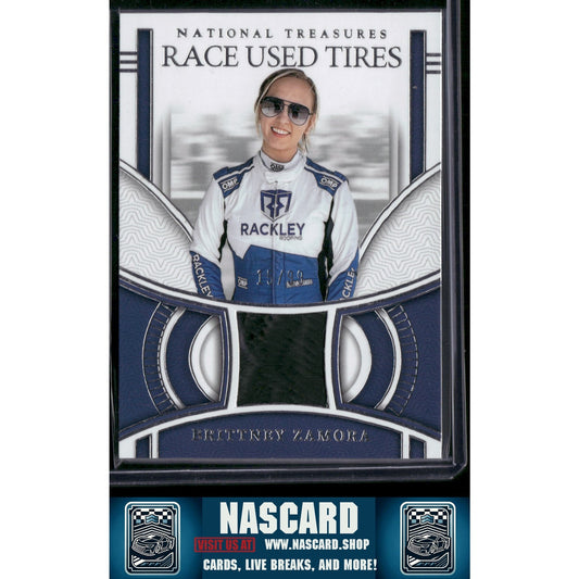 2024 Panini National Treasures #RUT-BZA Brittney Zamora Race Used Tires #/99 - NASCARD.shop