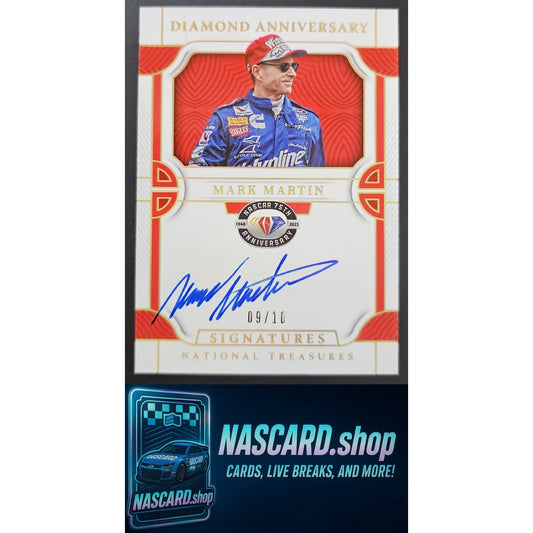 2023 National Treasures Mark Martin Diamond Anniversary Signatures Holo Gold /10