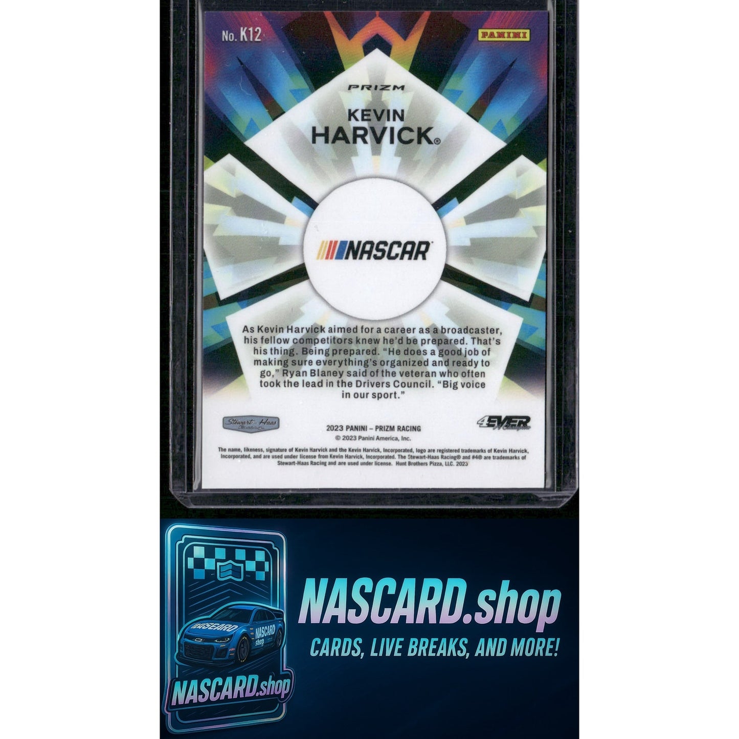 2023 Panini Prizm #K12 Kevin Harvick Kaleidoscopic White Sparkle Prizm