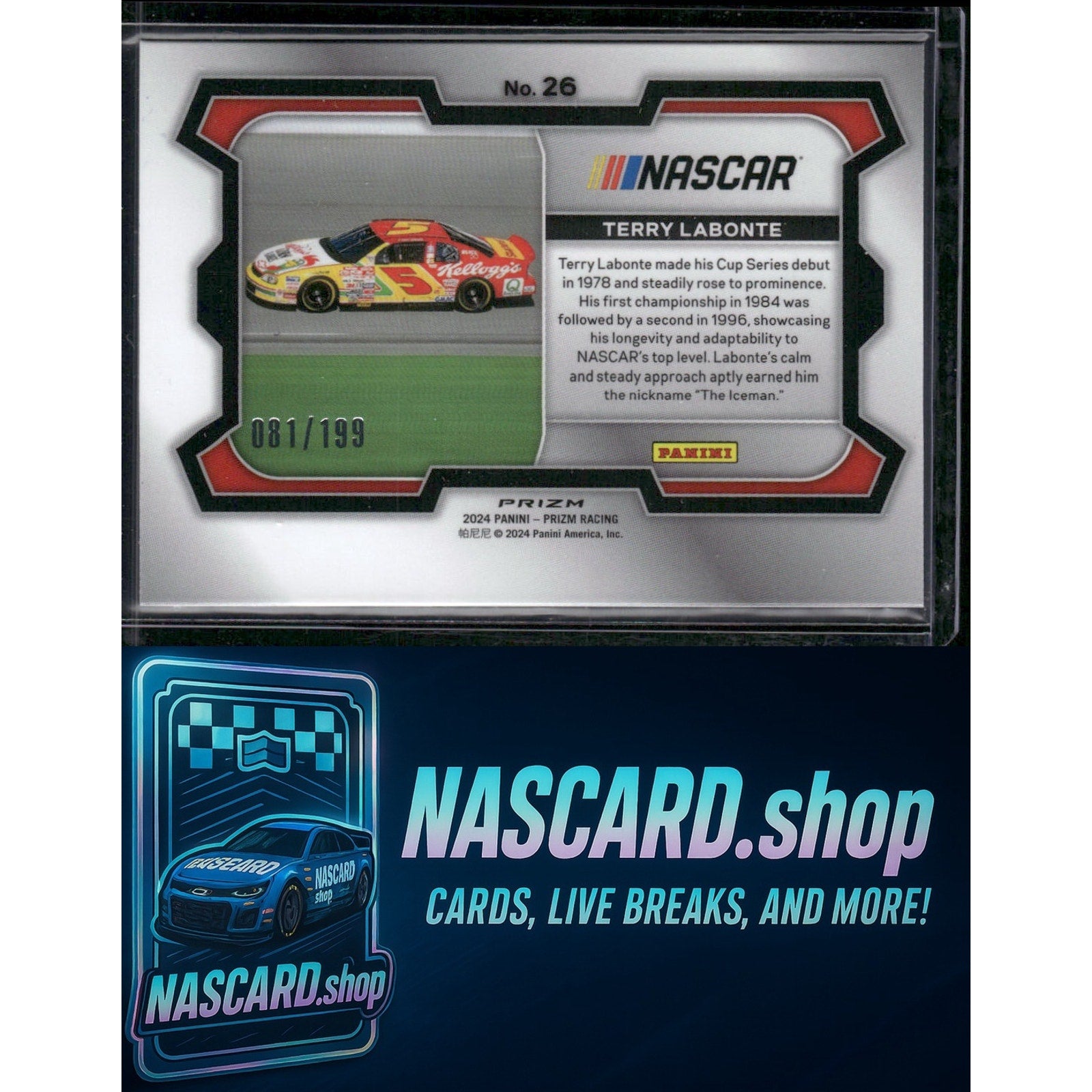2024 Panini Prizm #26 Terry Labonte Blue #/199 - NASCARD.shop