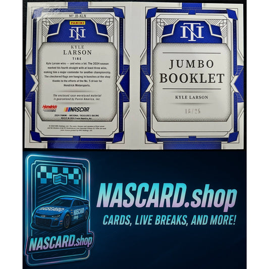 2024 Panini National Treasures #JB-KLN Kyle Larson Jumbo Booklet Tire #/25