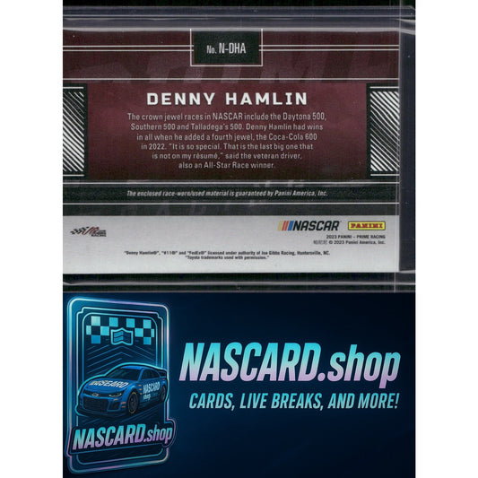 2023 Panini Prime #N-DHA Denny Hamlin Names Sheet Metal #/99 - NASCARD.shop