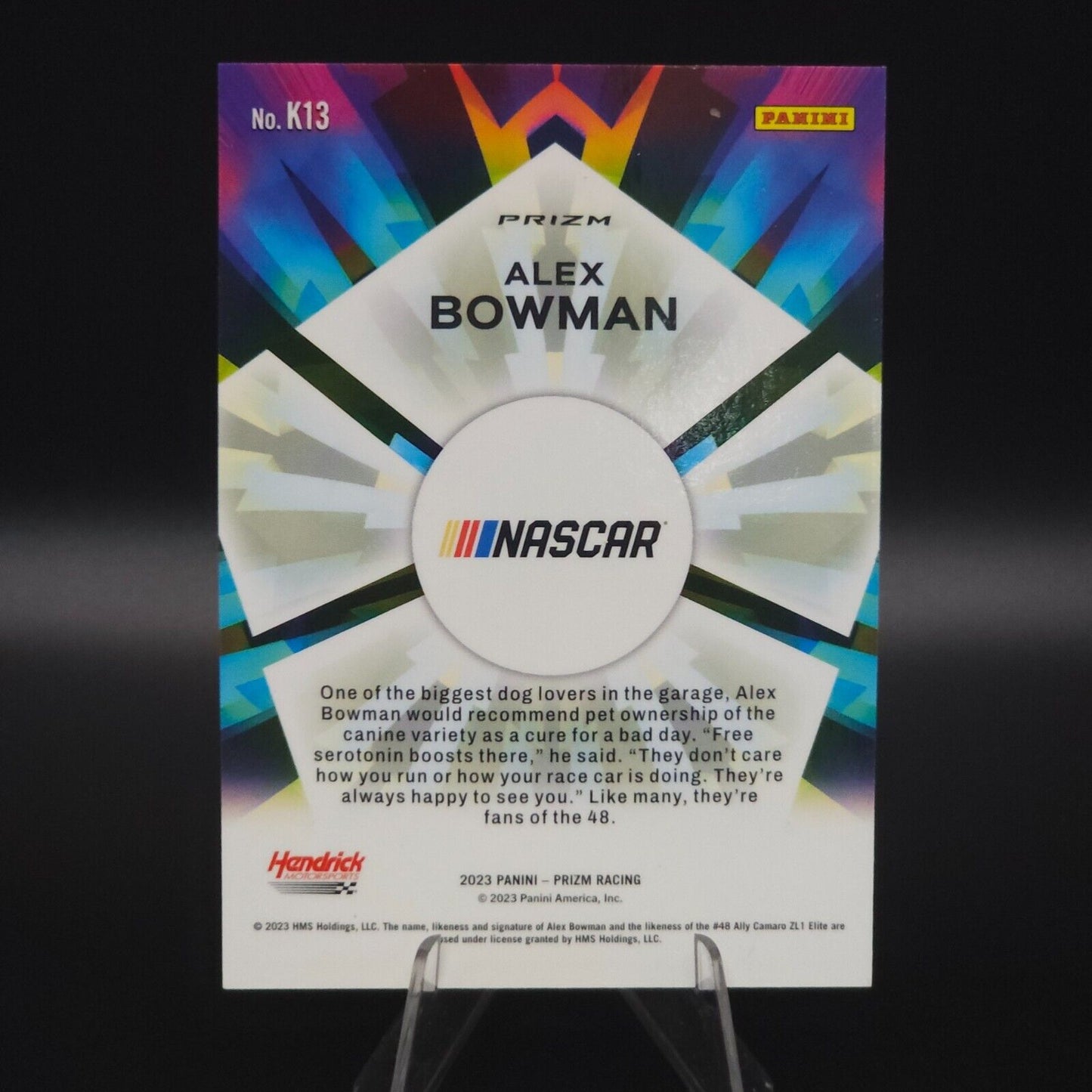 2023 Panini Prizm Racing Kaleidoscopic White Sparkle Prizm Alex Bowman #K13