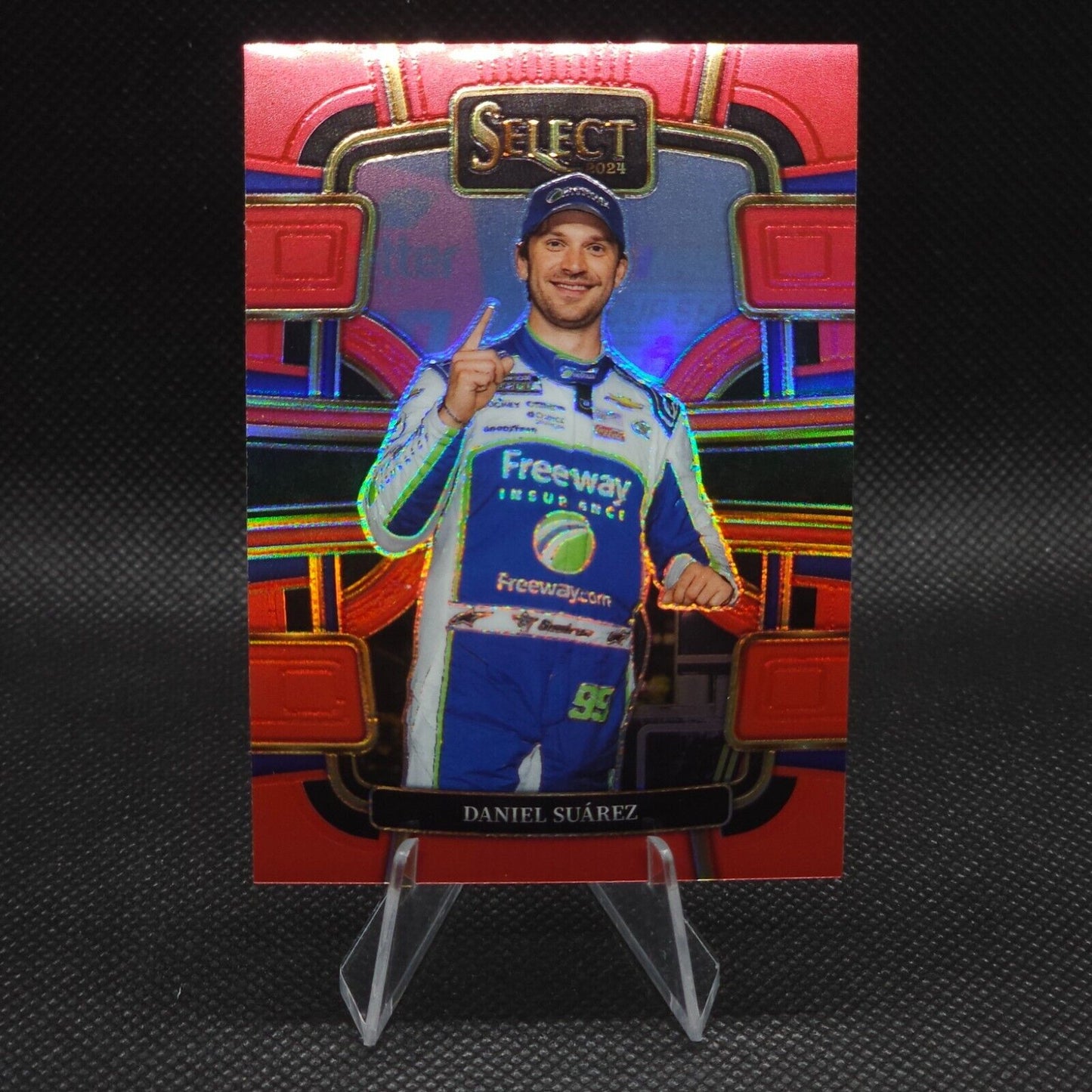 2024 Panini Select Racing Grandstand Red Prizm #14 Daniel Suarez 056/149 - NASCARD.shop