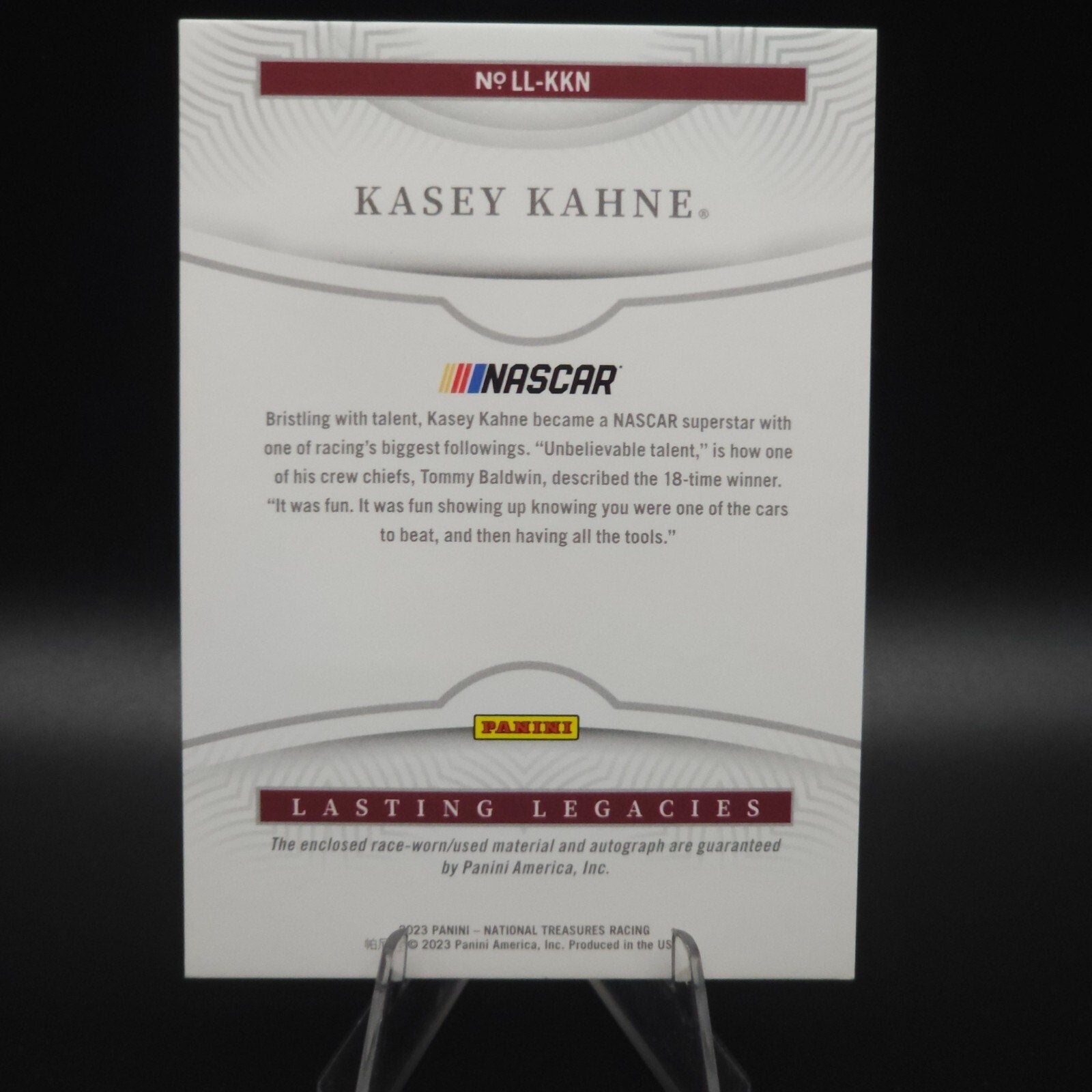 2023 Panini National Treasures - Lasting Legacies Kasey Kahne #LL-KKN /99 - NASCARD.shop