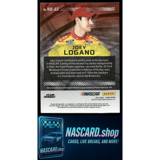 2023 Panini Prime #RUT-JLO Joey Logano Race Used Trios Firesuits Holo Gold #/25