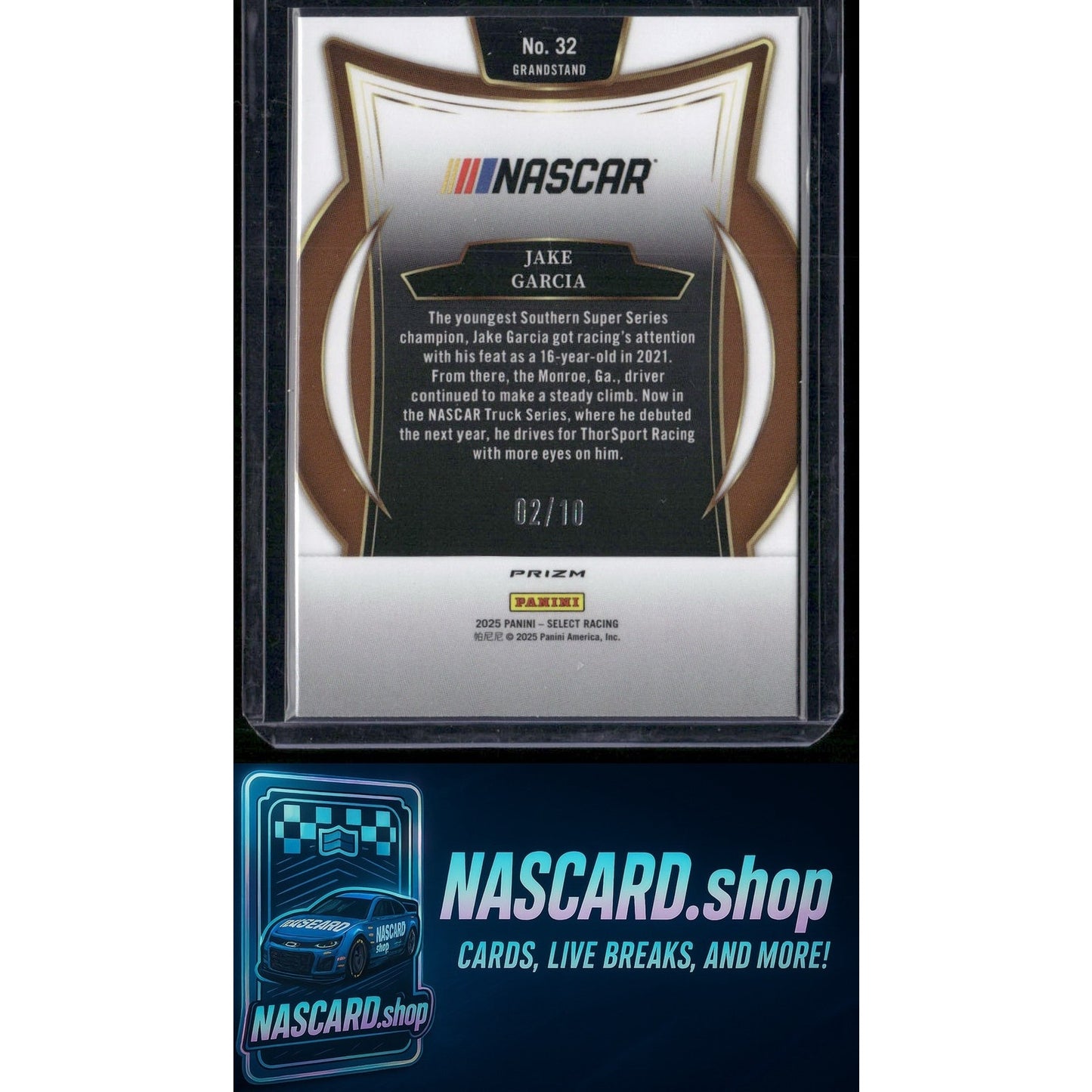 2025 Panini Select #32 Jake Garcia Gold Prizms #/10