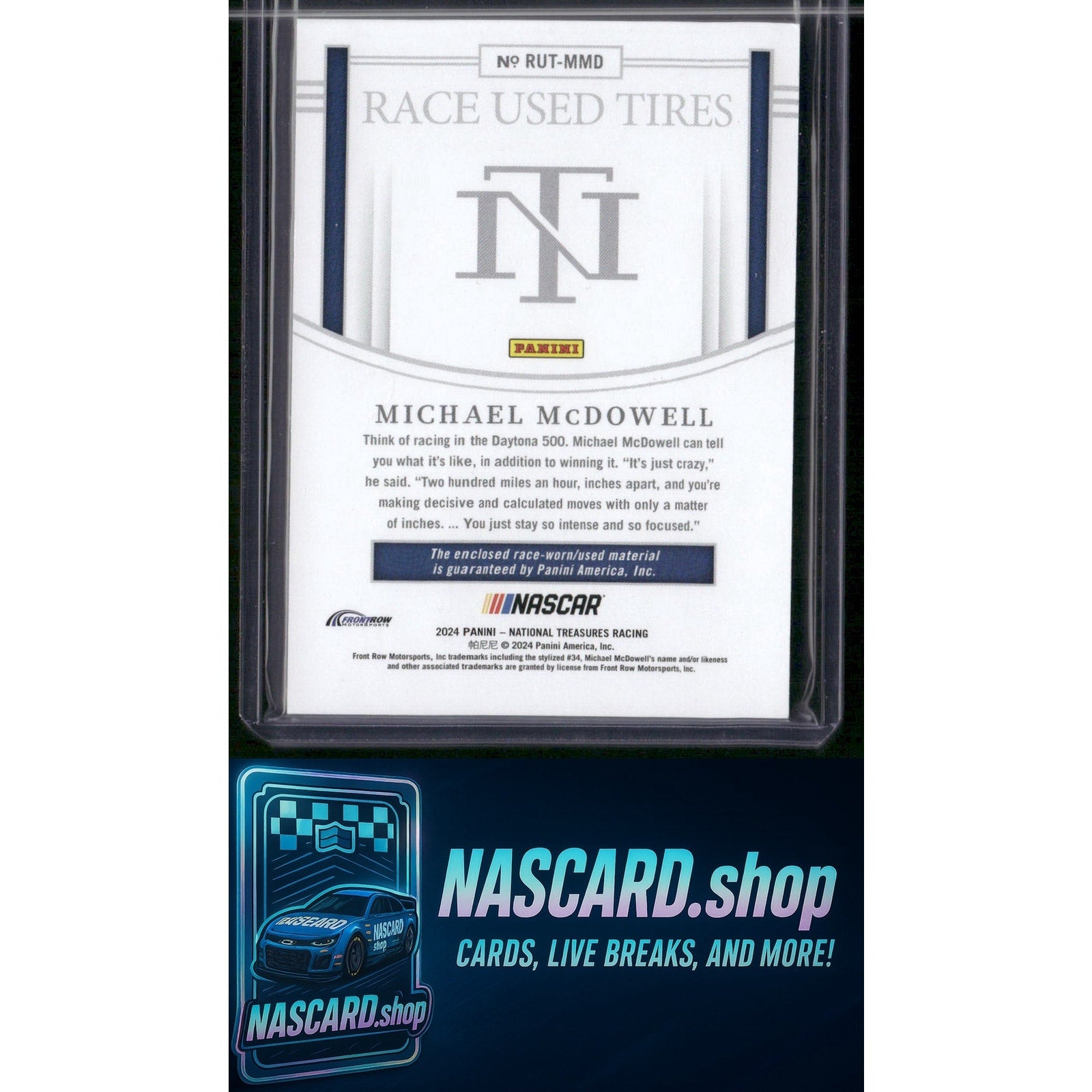 2024 Panini National Treasures Michael McDowell Race Used Tires Holo Silver #/25 - NASCARD.shop