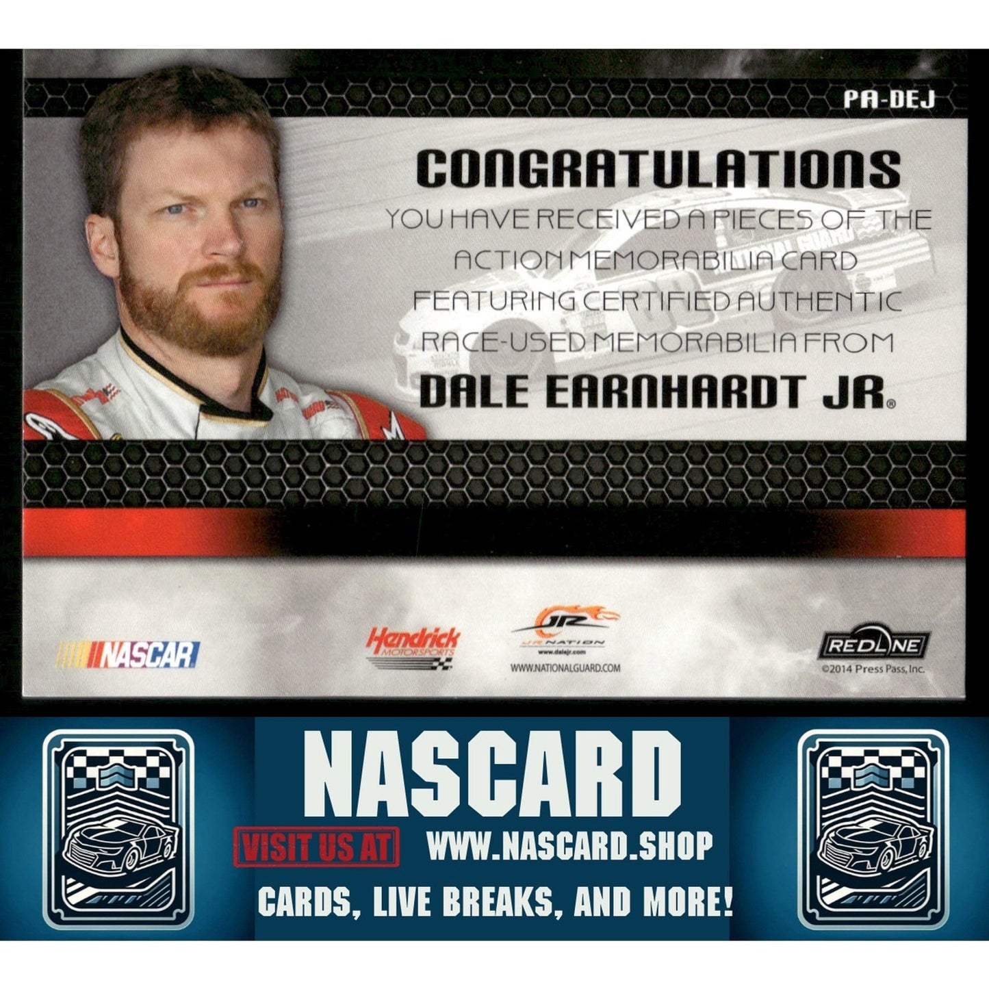 2014 Press Pass Redline Dale Earnhardt Jr. Pieces Of The Action Blue #01/10 - NASCARD.shop