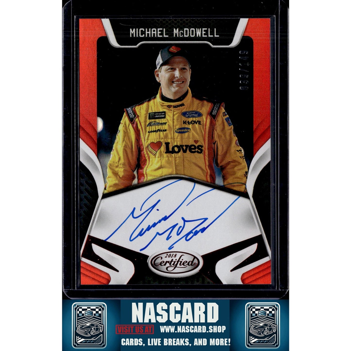2018 Panini Certified #CS-MM Michael McDowell Certified Signatures Red #/149