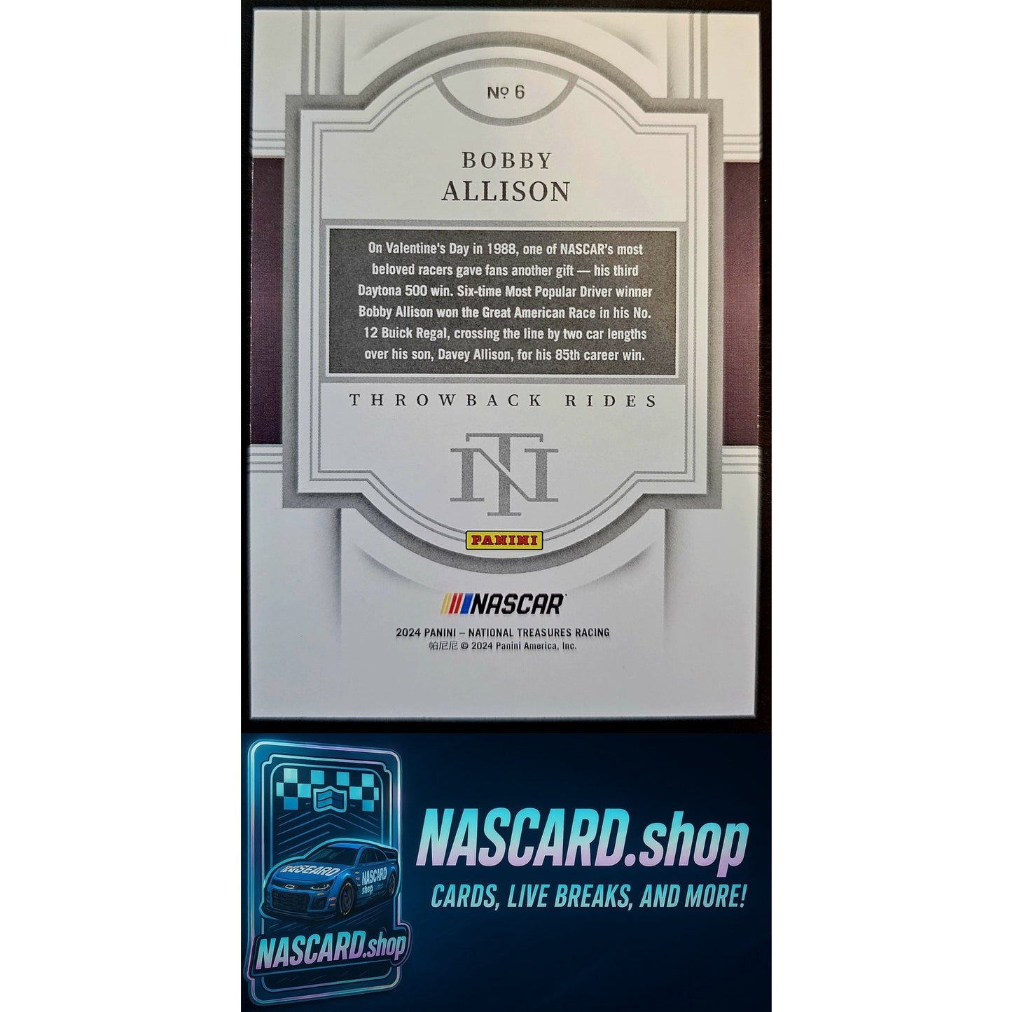 2024 Panini National Treasures #6 Bobby Allison Throwback Rides Gold Holo #/10