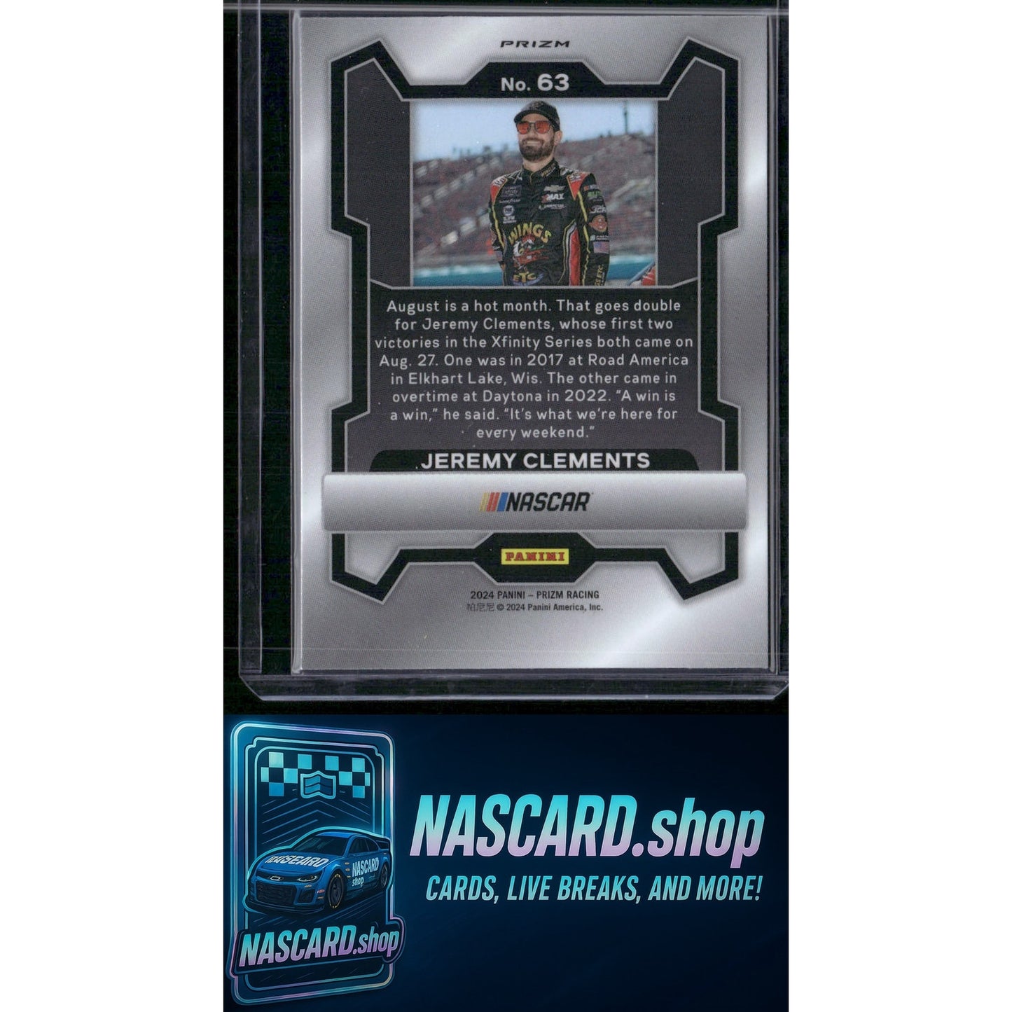 2024 Panini Prizm #63 Jeremy Clements White Sparkle - NASCARD.shop
