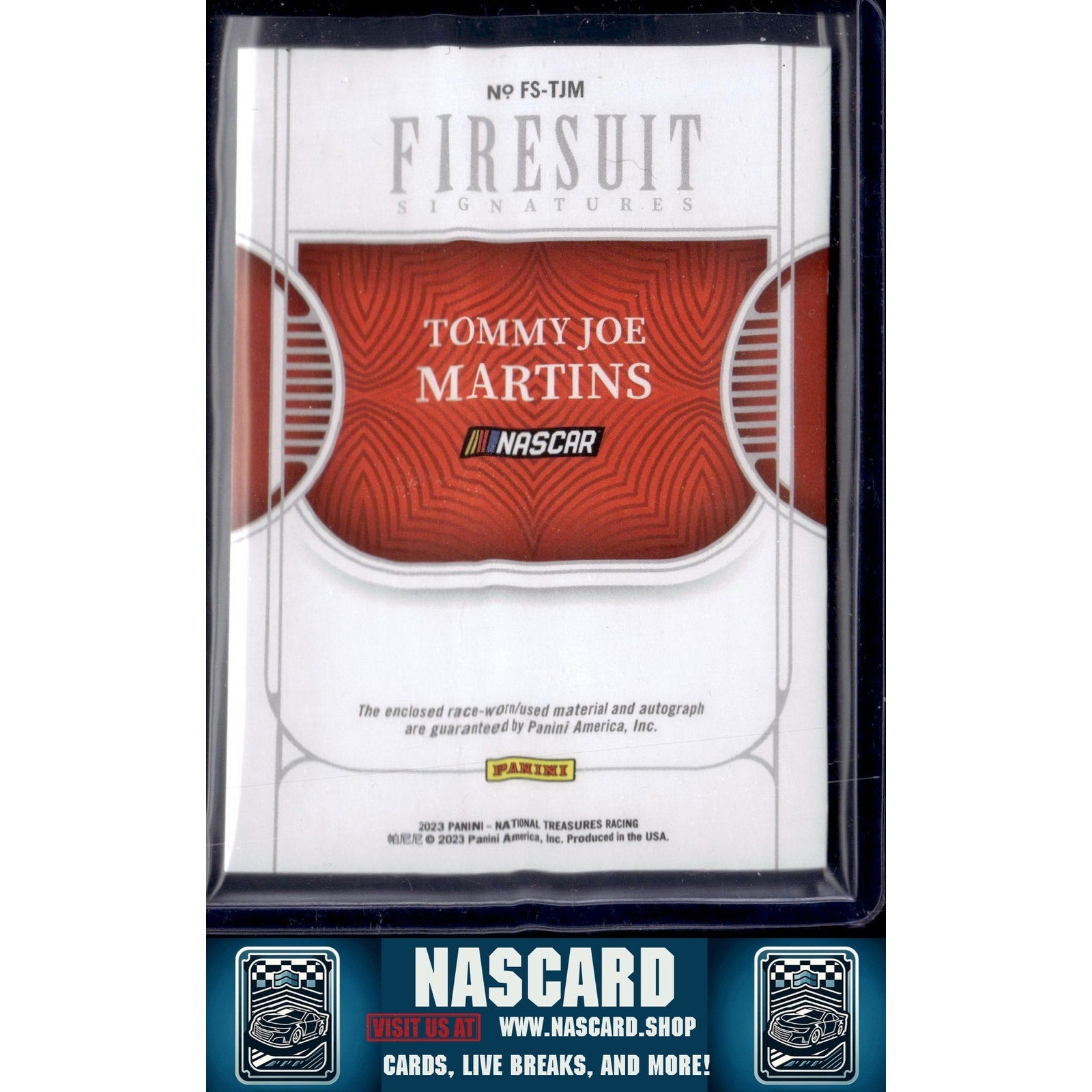 2024 Panini National Treasures Tommy Joe Martins 2023 Firesuit Signatures #/99 - NASCARD.shop