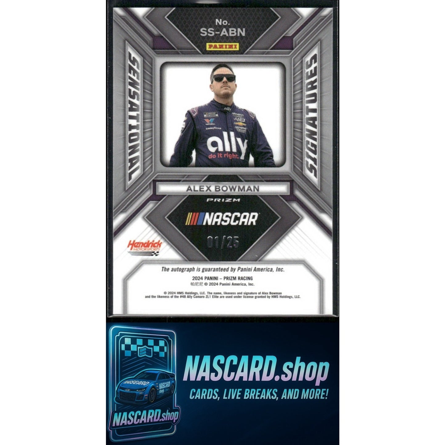 2024 Panini Prizm #SS-ABN Alex Bowman Sensational Signatures Mojo #01/25