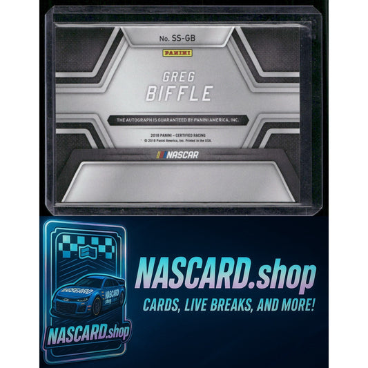2018 Panini Certified #SS-GB Greg Biffle Signing Sessions Blue #/50 - NASCARD.shop