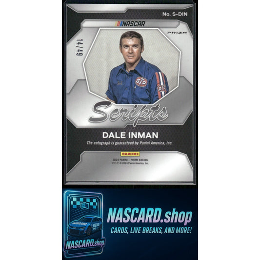 2024 Panini Prizm #S-DIN Dale Inman Scripts Blue #/49