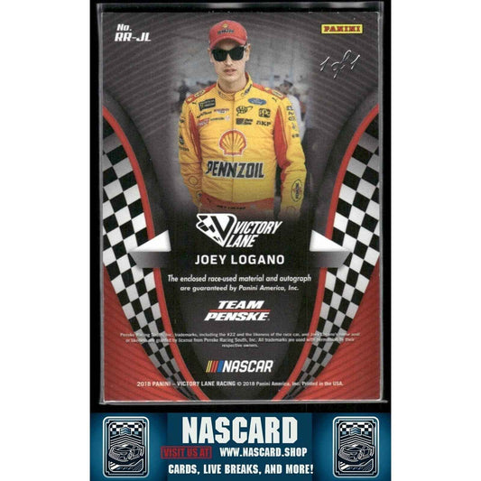 2018 Panini Victory Lane - Remarkable Remnants Laundry Tags Joey Logano 1/1 - NASCARD.shop
