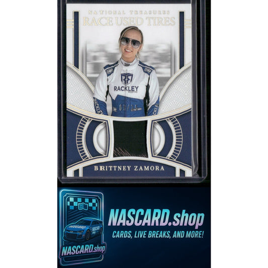 2024 Panini National Treasures Brittney Zamora Race Used Tires Holo Silver #/25 - NASCARD.shop