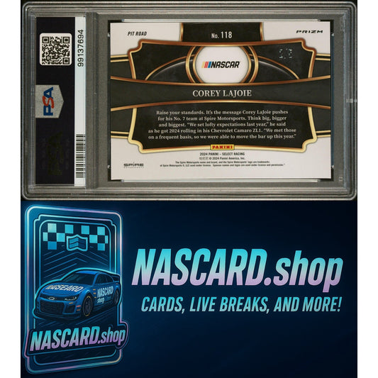 2024 Panini Select Nascar #118 Corey Lajoie Green Prizm /5 PSA 10