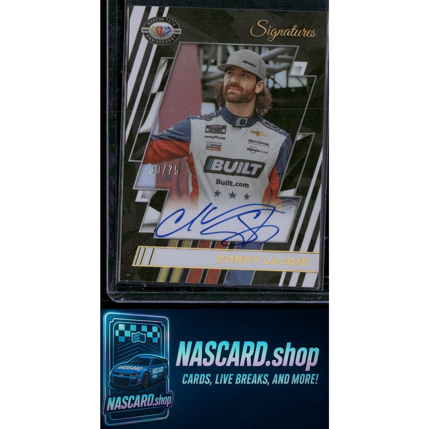 2023 Panini Prime Corey LaJoie NASCAR 75th Anniversary Signatures Holo #/75