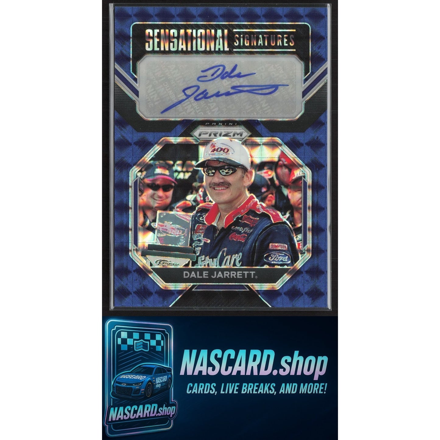2023 Panini Prizm Dale Jarrett Sensational Signatures Reactive Blue #/49