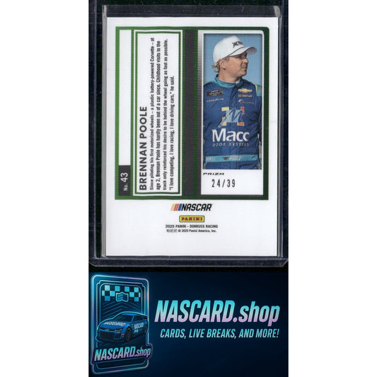 2025 Donruss #43 Brennan Poole Optic Black Velocity #/39 - NASCARD.shop