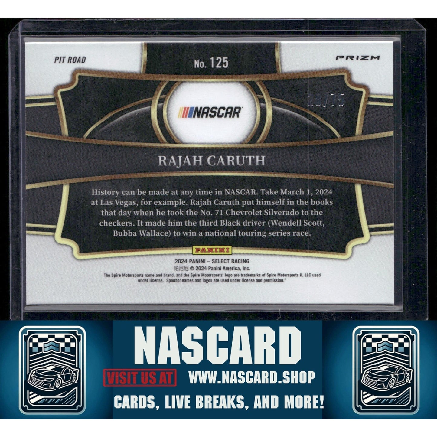 2024 Panini Select #125 Rajah Caruth Purple Prizms - NASCARD.shop