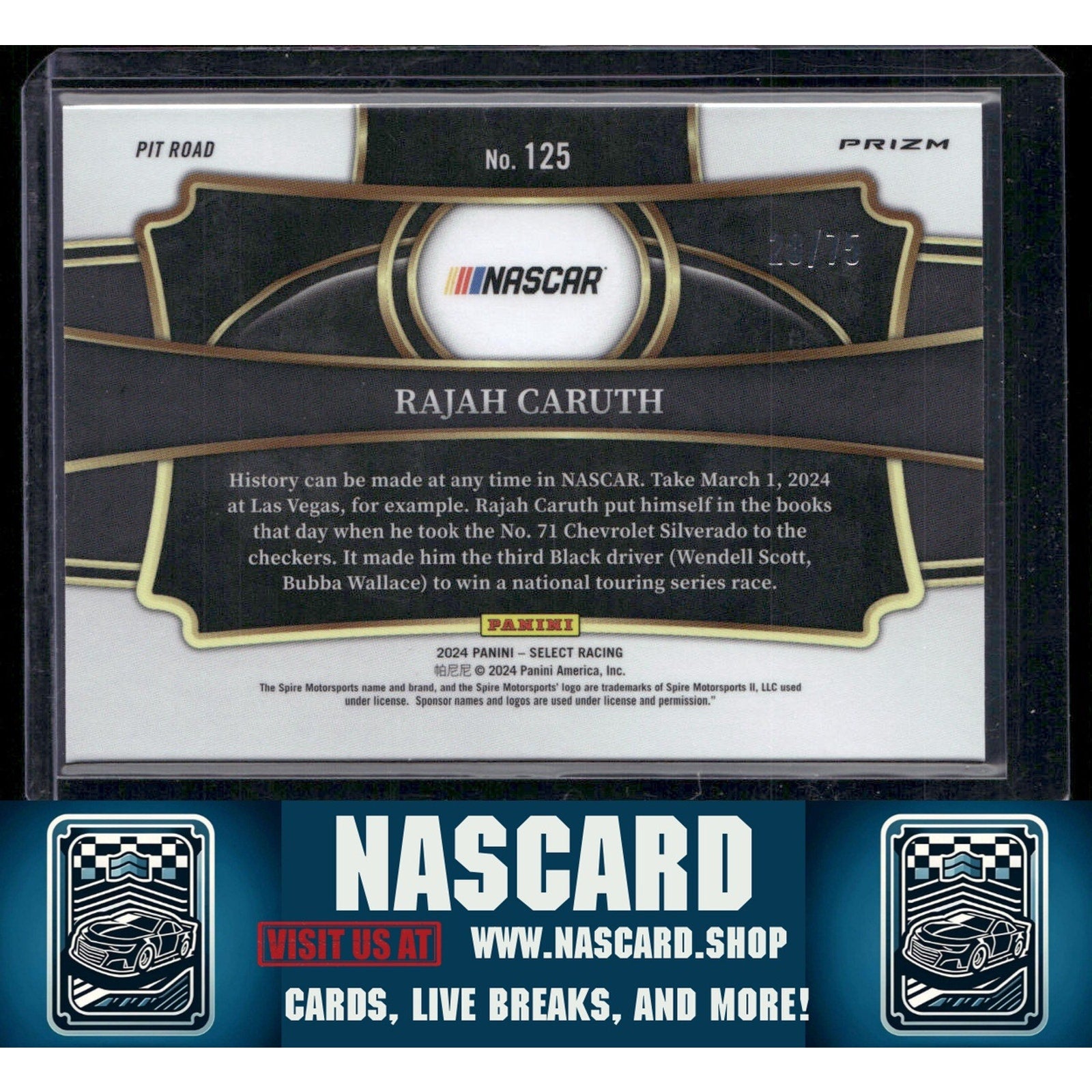 2024 Panini Select #125 Rajah Caruth Purple Prizms - NASCARD.shop