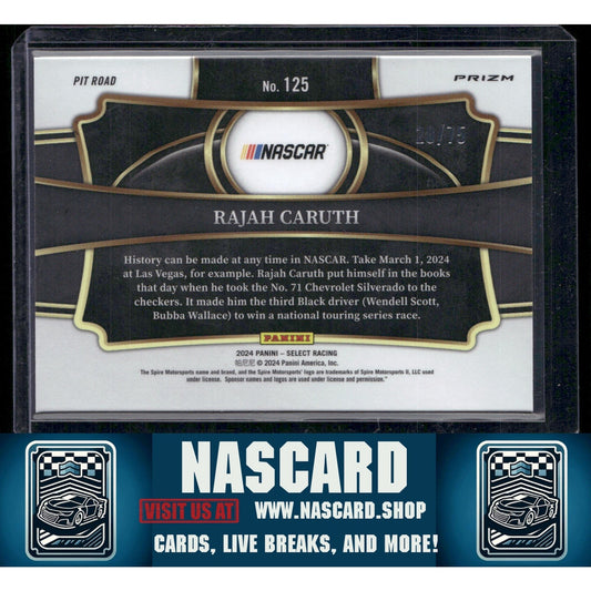 2024 Panini Select #125 Rajah Caruth Purple Prizms - NASCARD.shop