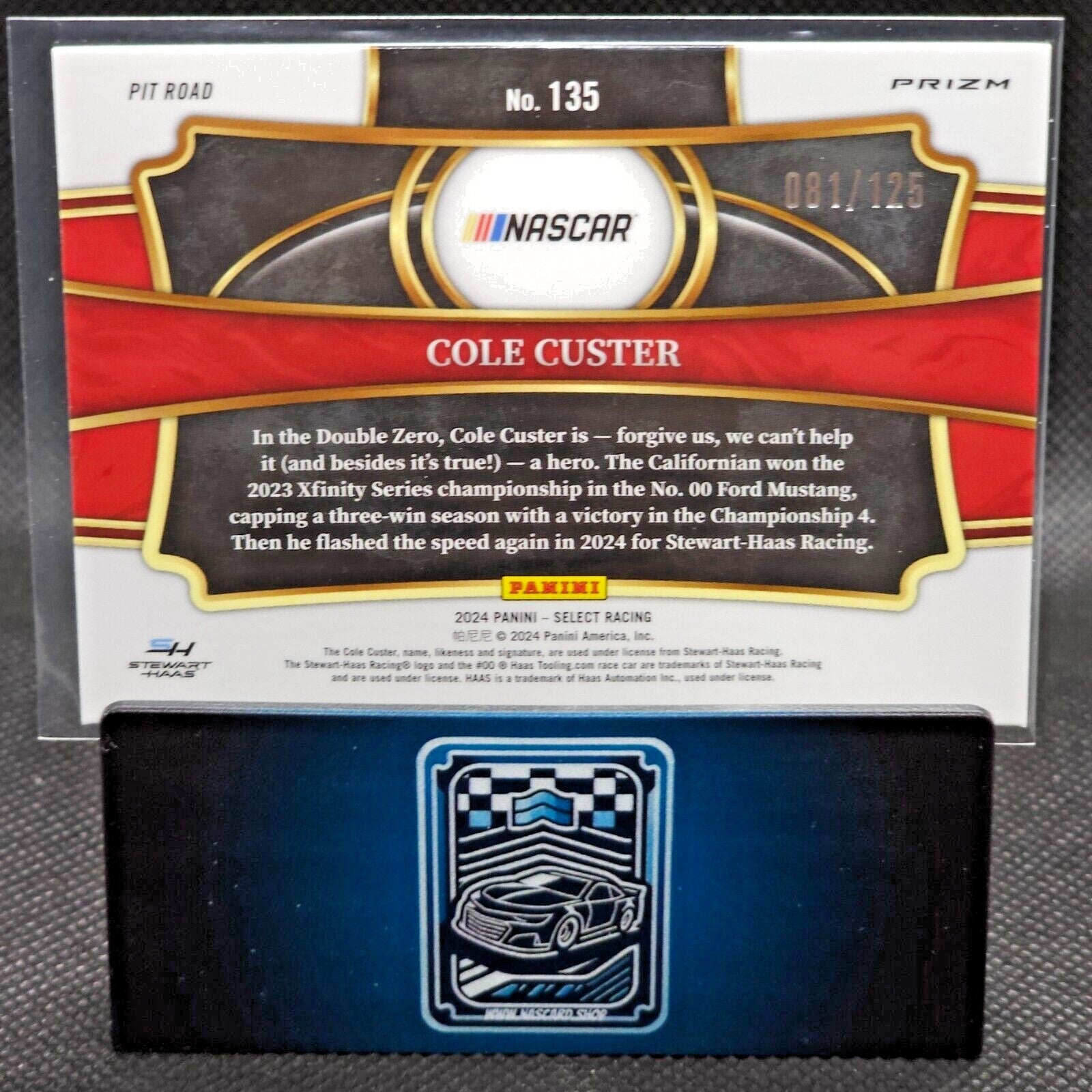 2024 Panini Select Racing Pit Road Maroon #135 Cole Custer 060/125 - NASCARD.shop
