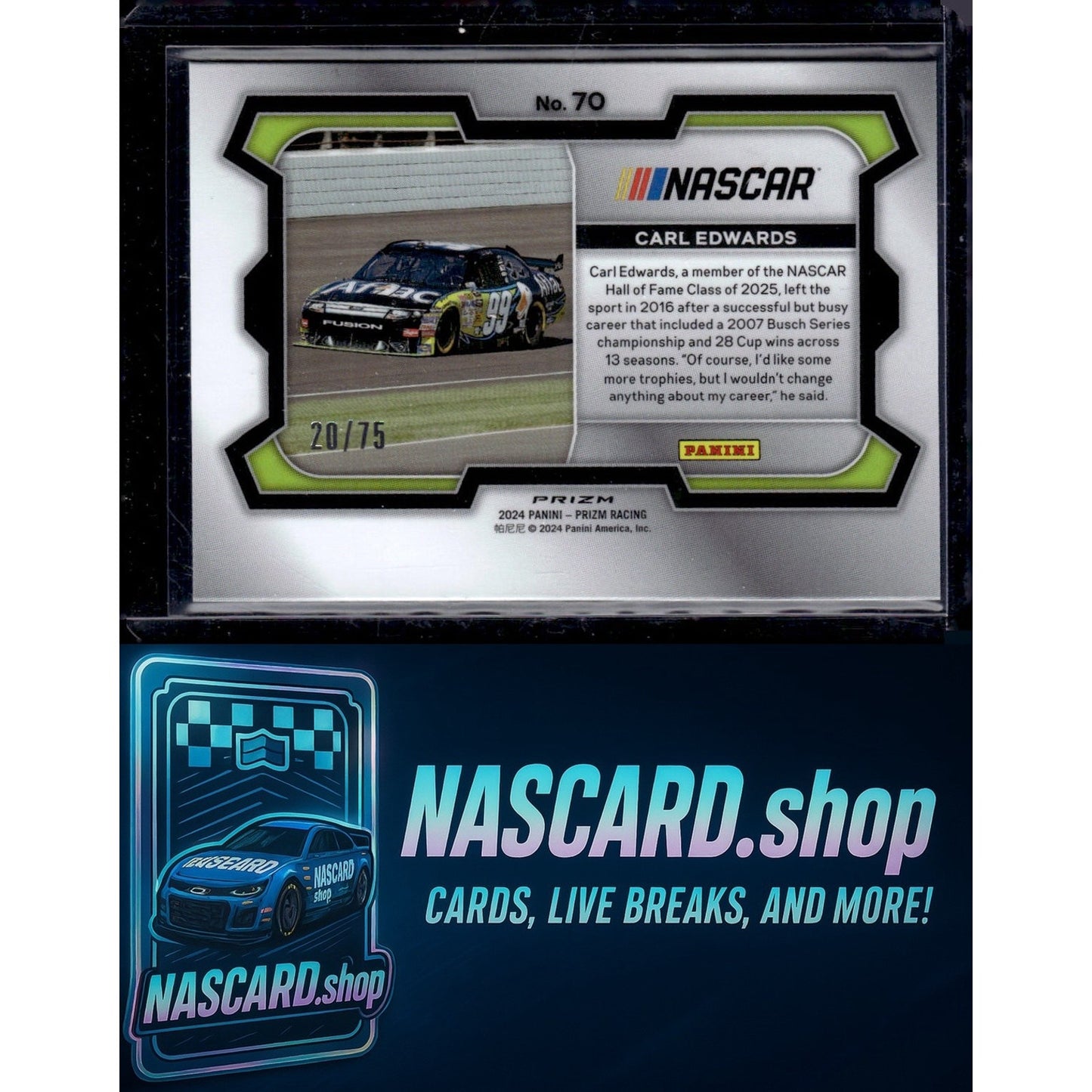2024 Panini Prizm #70 Carl Edwards Checkered Flag #/75 - NASCARD.shop