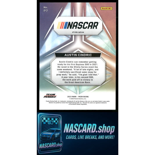 2023 Panini Prizm #P7 Austin Cindric Prizmatic White Sparkle Prizm - NASCARD.shop