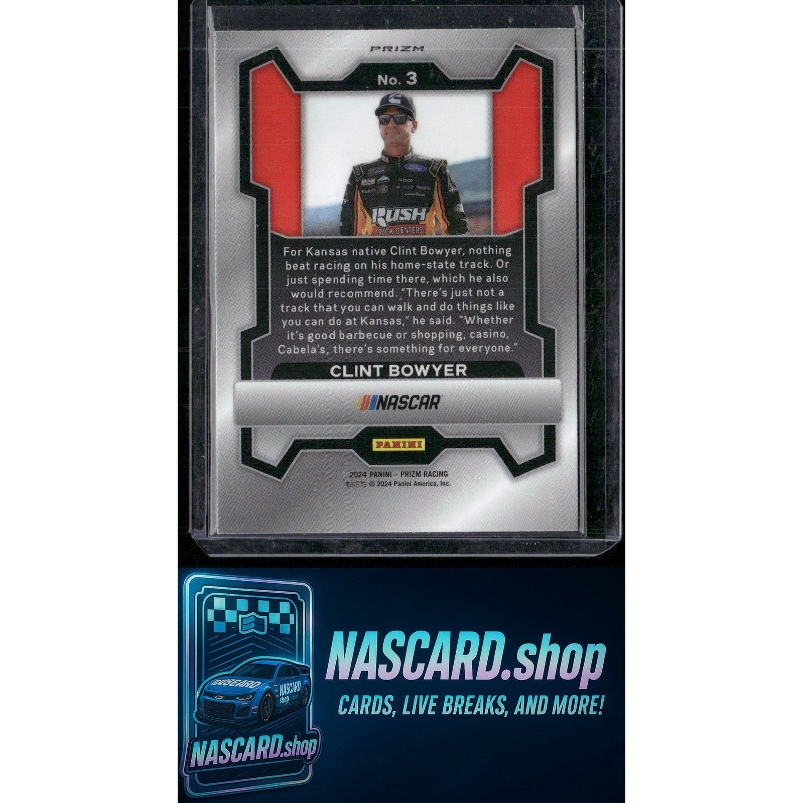 2024 Panini Prizm #3 Clint Bowyer White Sparkle - NASCARD.shop