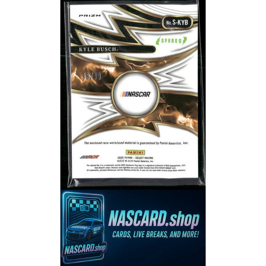 2025 Panini Select #S-KYB Kyle Busch Sparks Red Prizms #/49