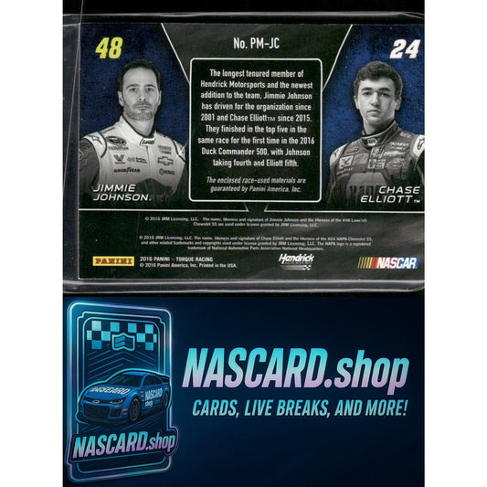 2016 Panini Torque Jimmie Johnson / Chase Elliott Pairings Materials Purple #/10 - NASCARD.shop
