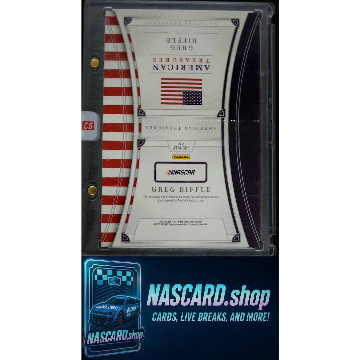 2023 National Treasures Greg Biffle American Treasures Materials Booklet #/49 - NASCARD.shop