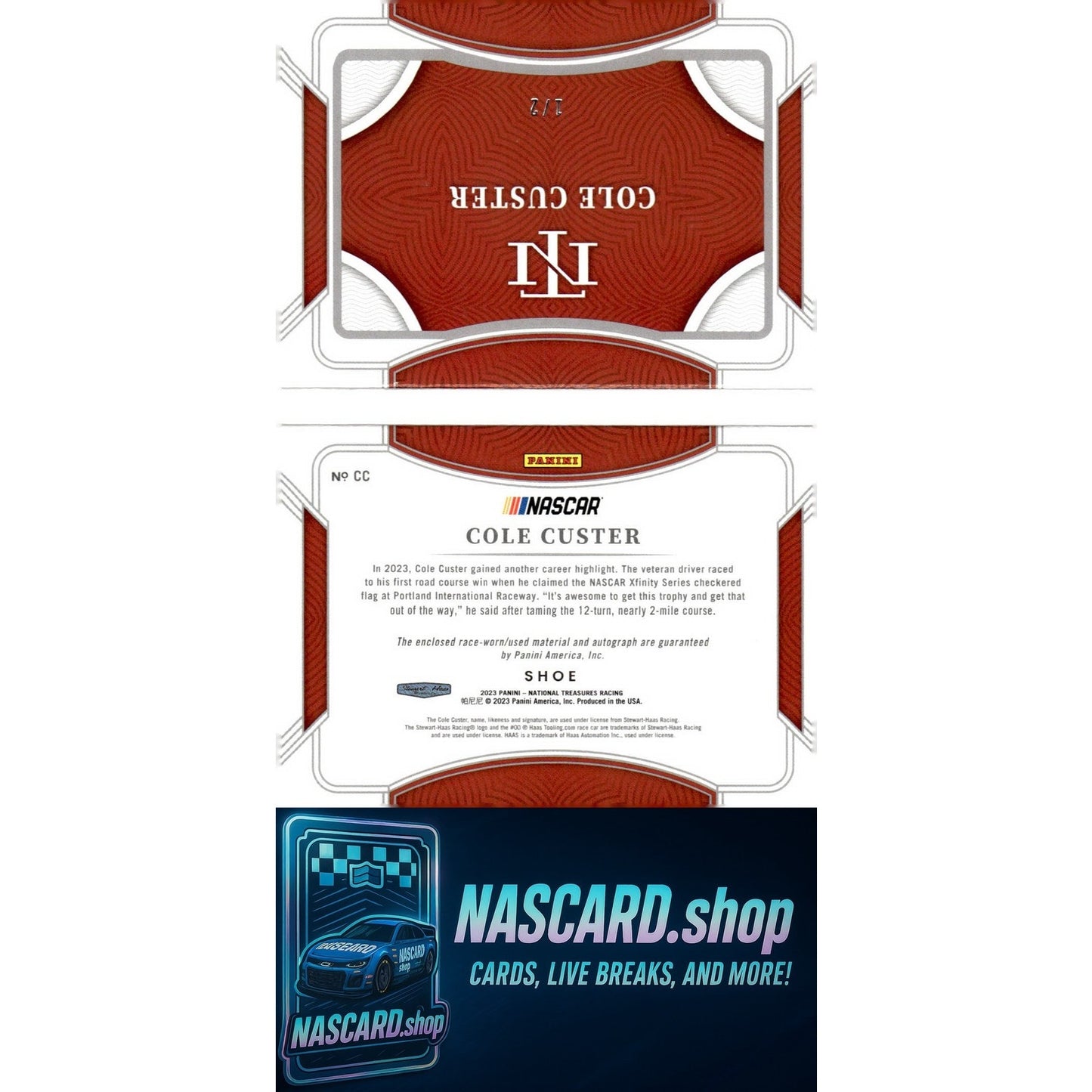 2023 National Treasures Cole Custer Jumbo Shoe Strap Signature Booklet #/2
