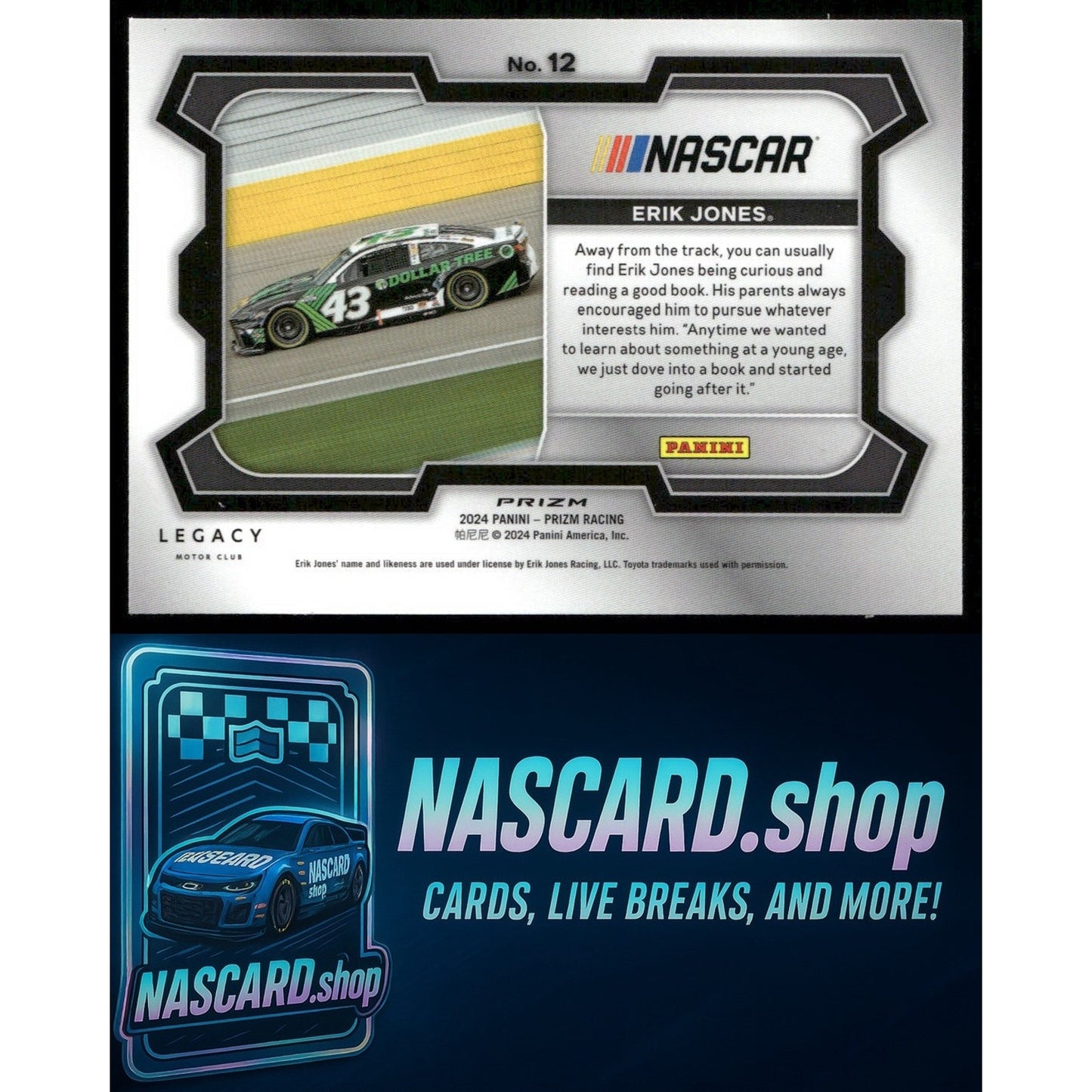 2024 Panini Prizm #12 Erik Jones White Sparkle - NASCARD.shop