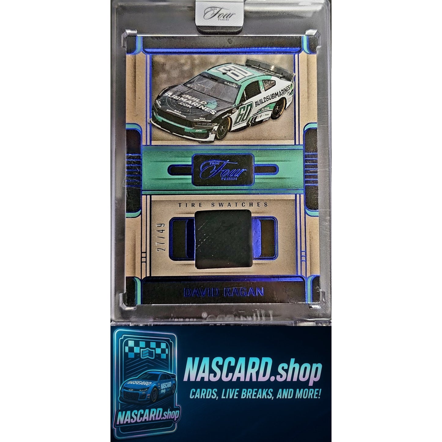 2025 Panini Turn Four #TS-DRG David Ragan Tire Swatches Blue #/49