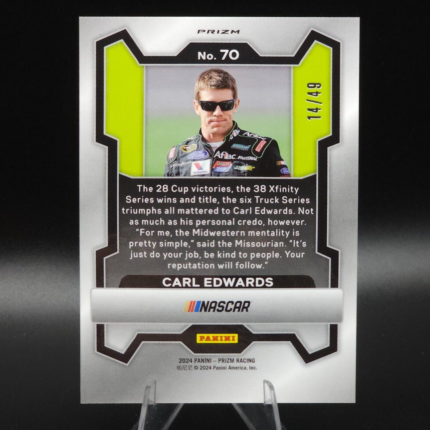 2024 Panini Prizm Racing Carolina Blue Prizm #70 Carl Edwards /49