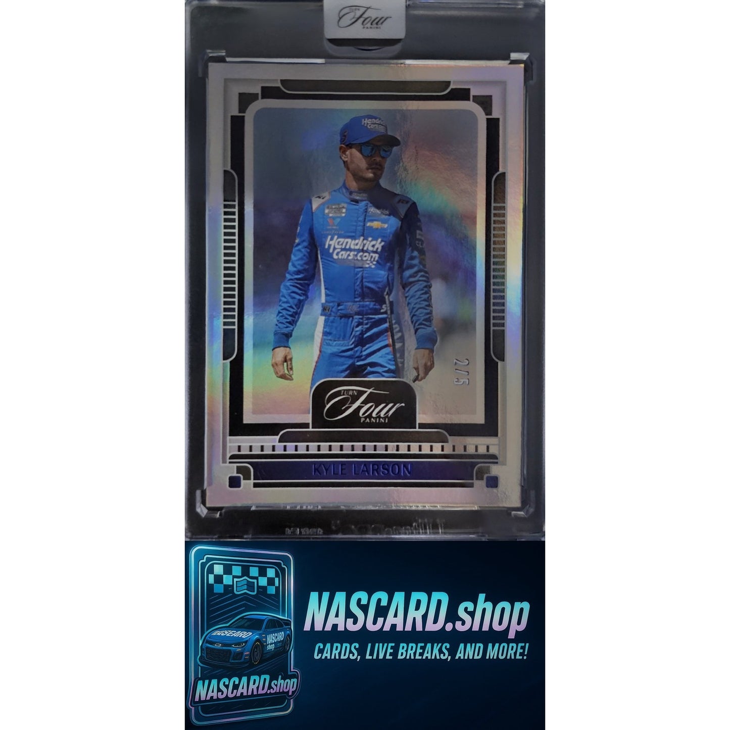 2025 Panini Turn Four #77 Kyle Larson Blue #/5