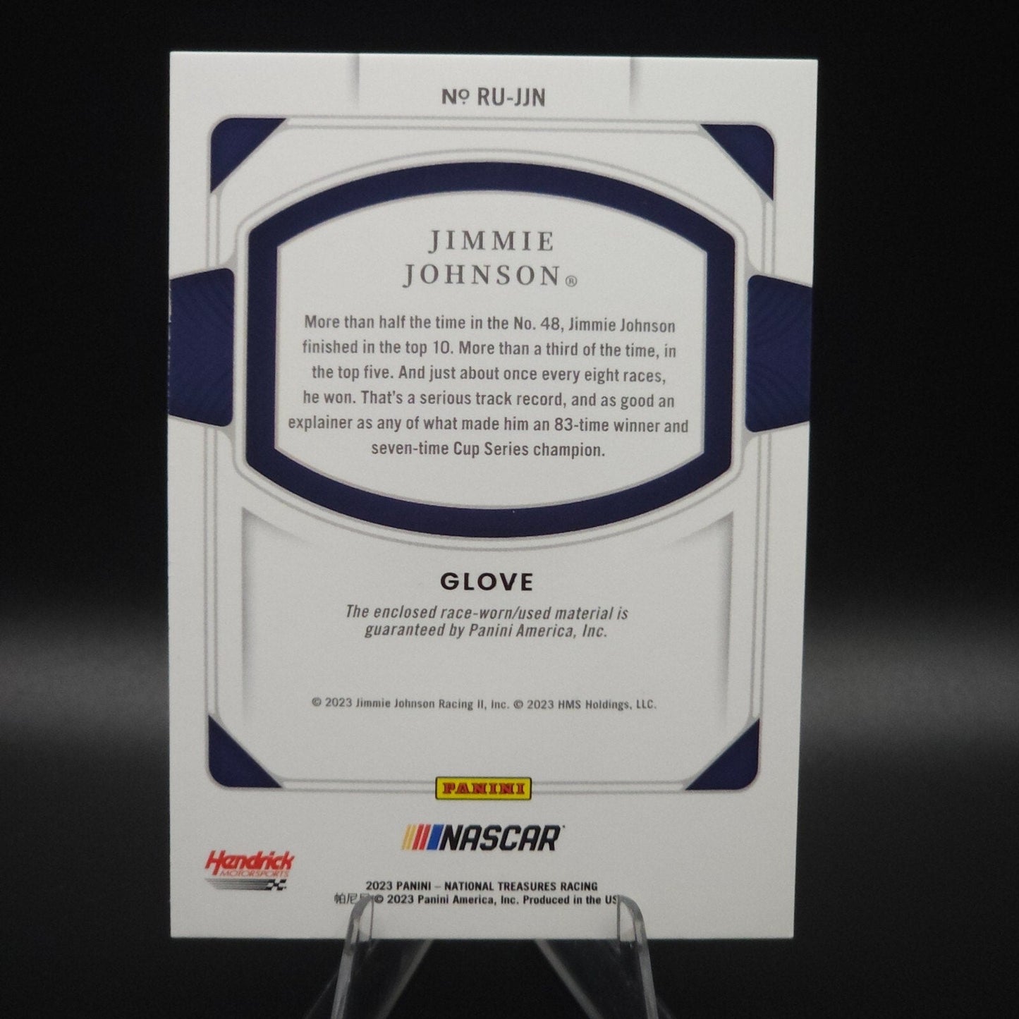 2023 Panini National Treasures Race Used Jimmie Johnson #RU-JJN Glove /25 (MEM) - NASCARD.shop