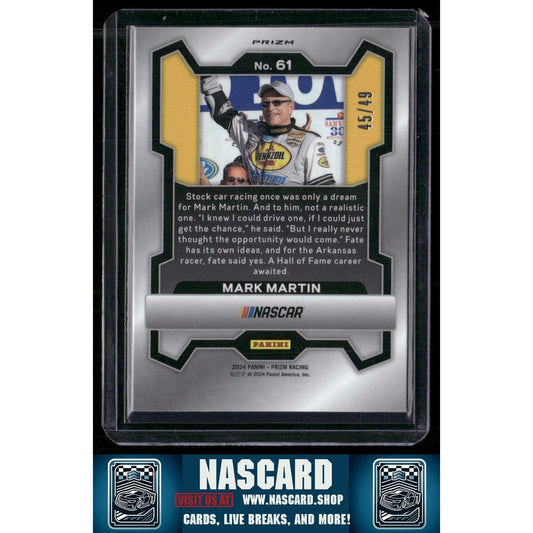 2024 Panini Prizm #61 Mark Martin Carolina Blue #/49 - NASCARD.shop