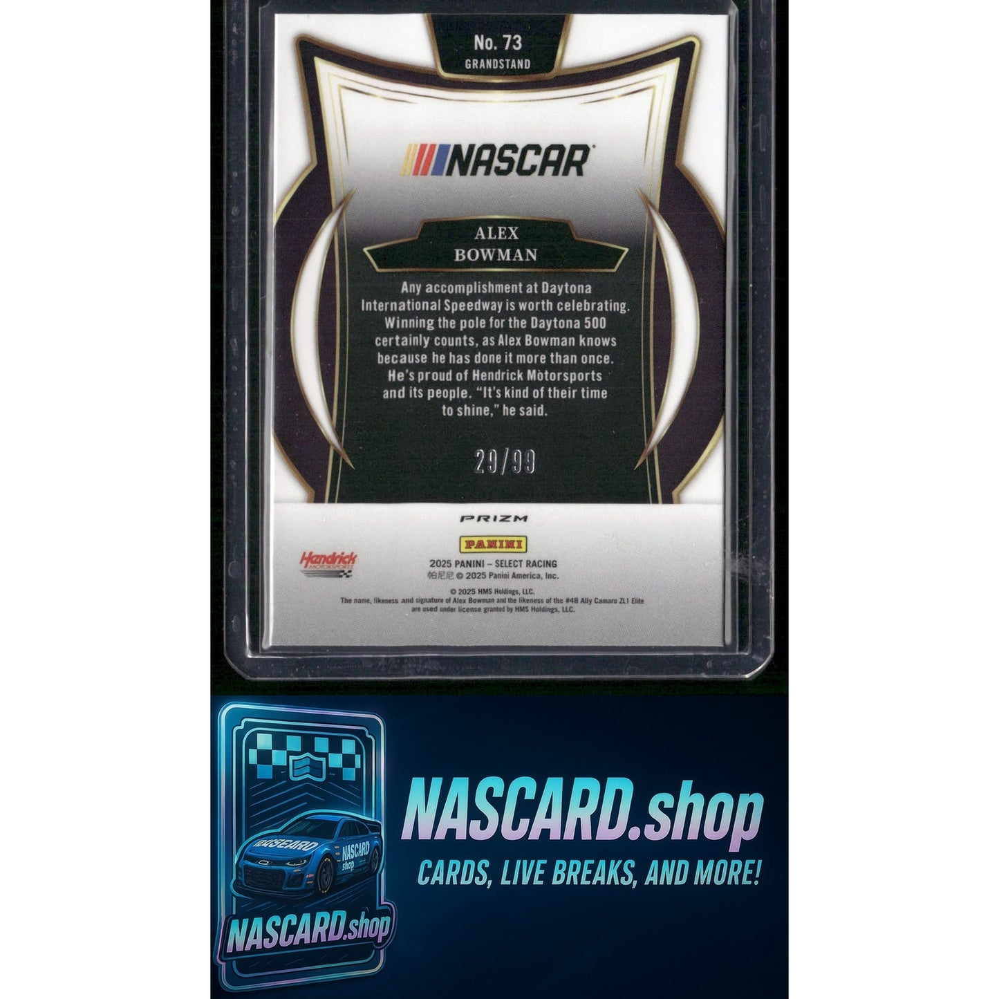 2025 Panini Select #73 Alex Bowman White Prizms #/99