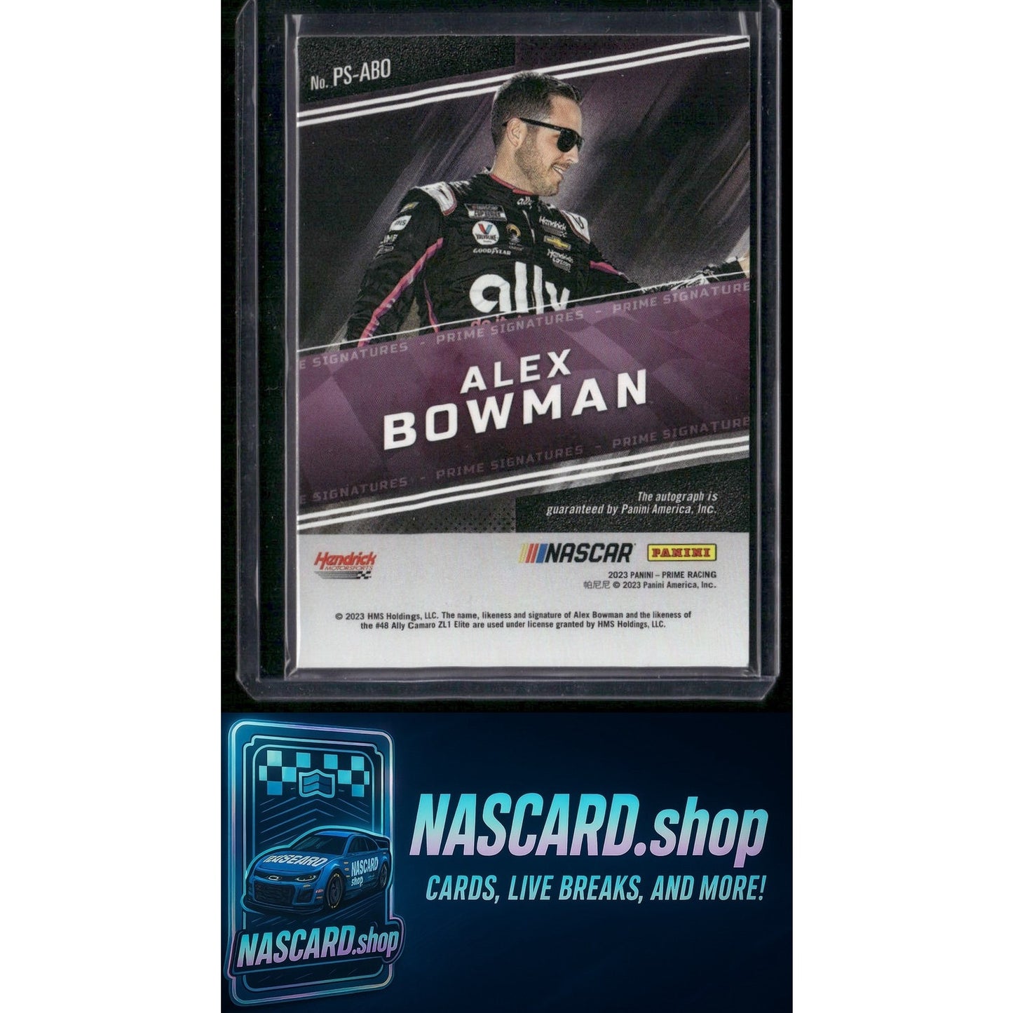 2023 Panini Prime #PS-ABO Alex Bowman Prime Signatures Holo Gold #/15 - NASCARD.shop